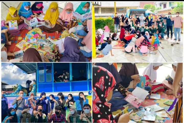 Gerakan Literasi bersama Perpustakaan Keliling Provinsi Sumatera Selatan di Sanitary Camps Musi River 