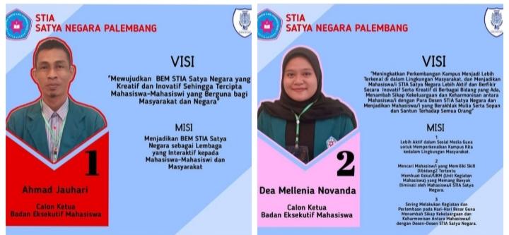 Ini Dia 2 Kandidat Calon Ketua BEM STIA Satya Negara Palembang Periode 2021-2022